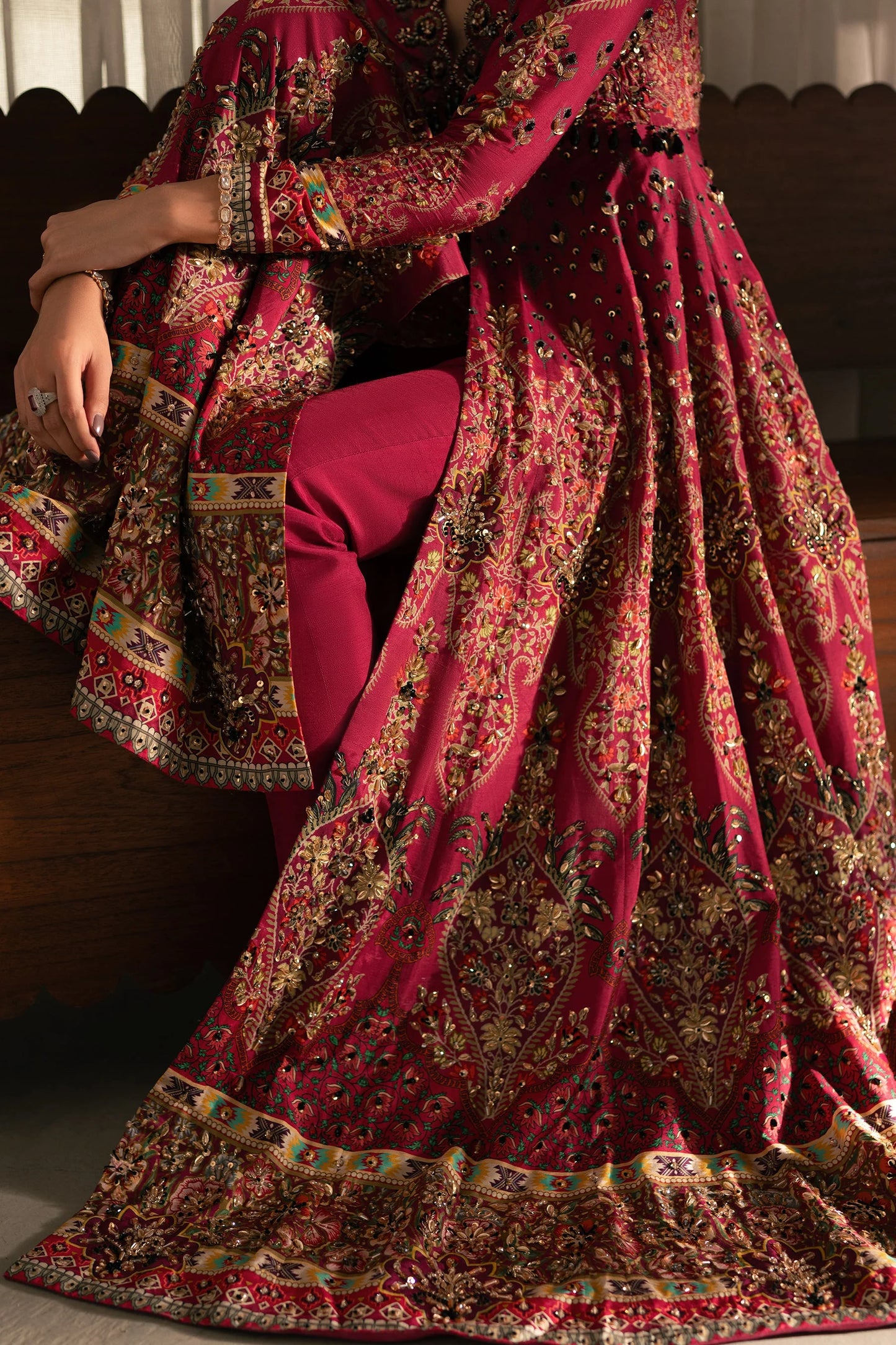 Ammara Khan Ronaq'25 - Fuchsia Kalidar Peshwas