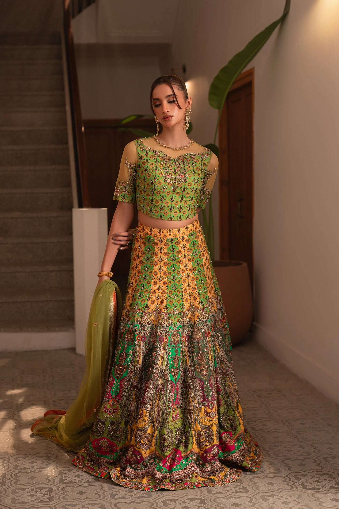 Ammara Khan Ronaq'25 - Multi Kali Lehnga Choli