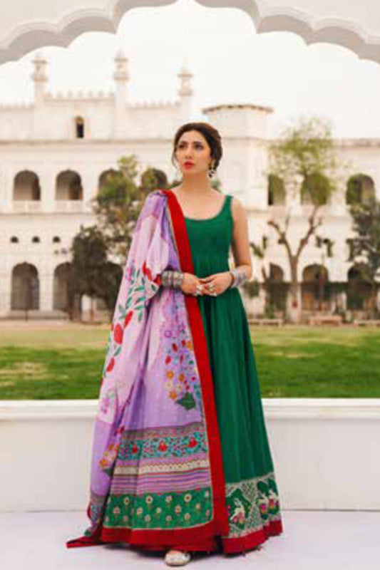 Zara Shahjahan S/S Luxury Lawn 23 Collection - Dark Green Suit Set