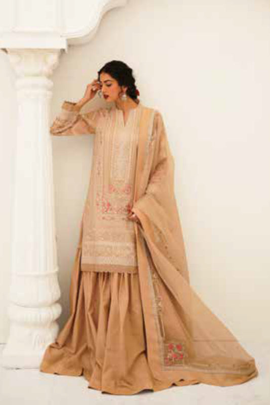 Zara Shahjahan S/S Luxury Lawn 23 Collection - Beige Sharara Set