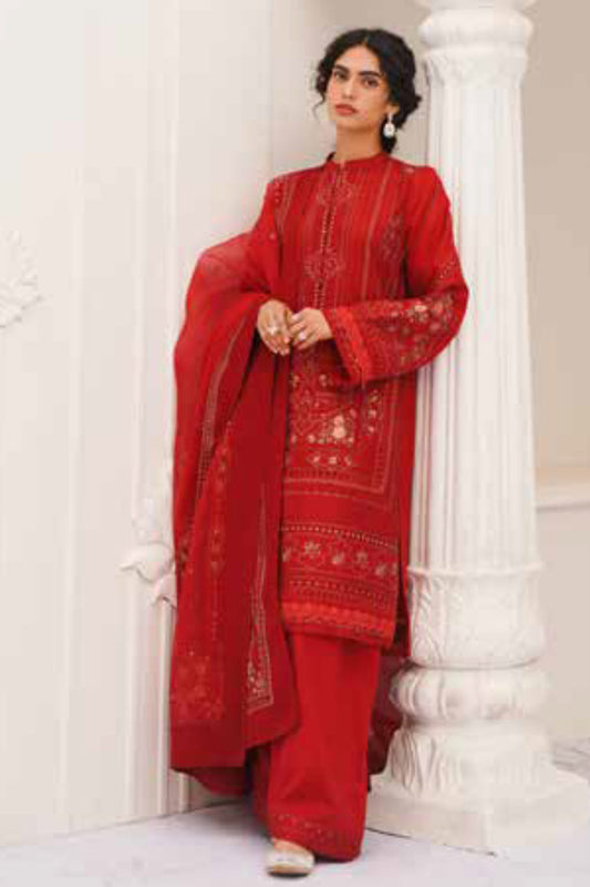 Zara Shahjahan S/S Lawn 23 Collection - Red Sharara Set